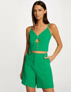 Blouse Bretelles Fines Avec Boutons Vert Femme