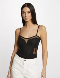Body Bretelles Fines Ă Plumetis Noir Femme