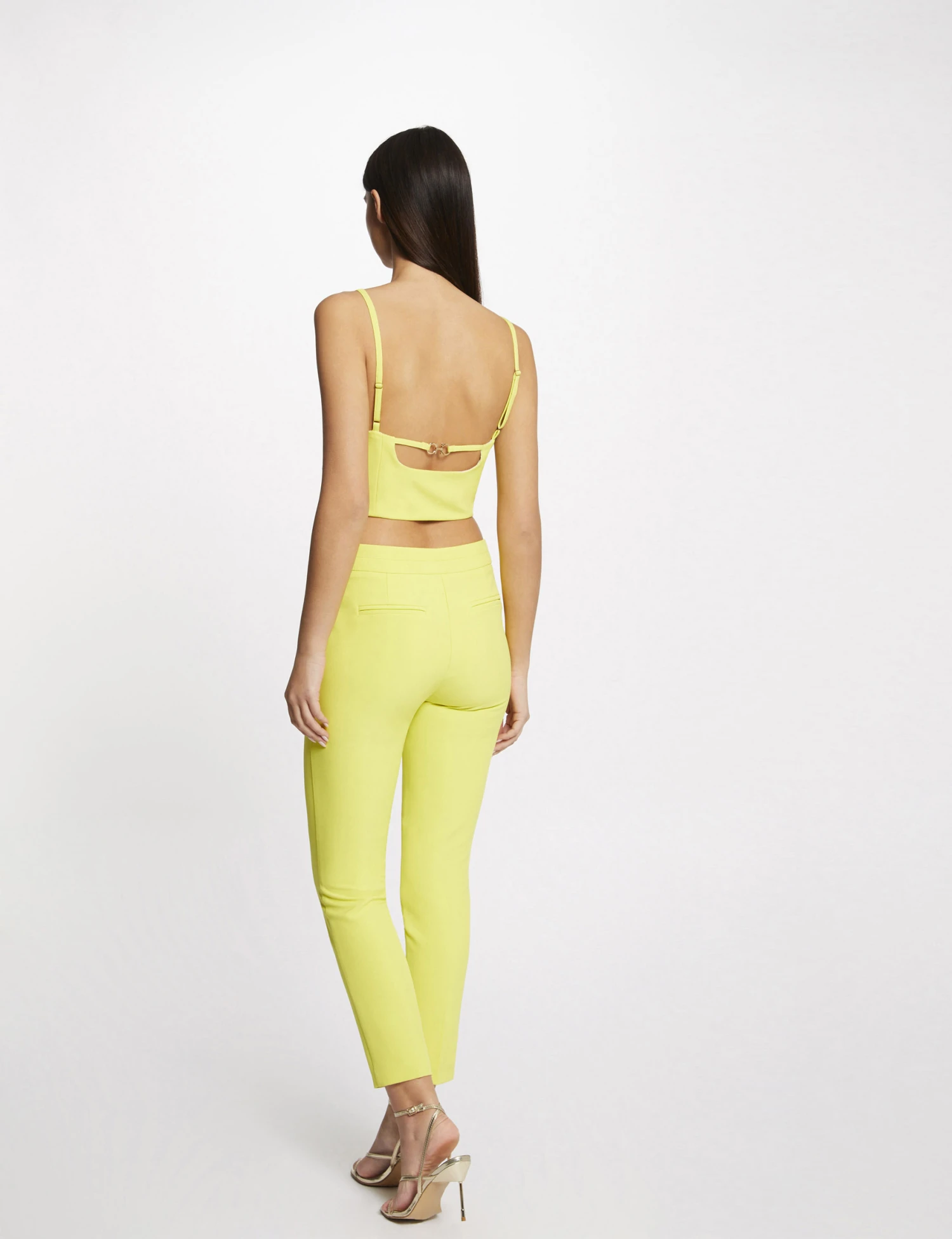 Bustier Crop Top à Ornement Dos Jaune Femme – Image 2