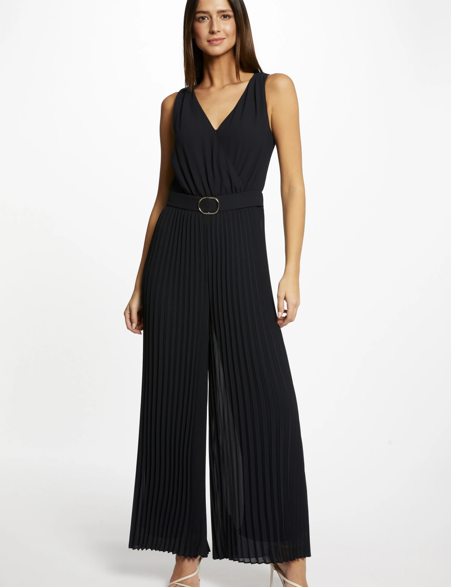 Combinaison Ample à Jambes Plissées Marine Femme