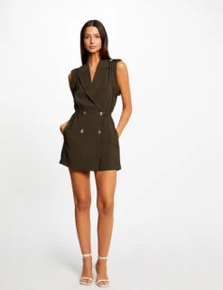 Combinaison Cintrée Double Boutonnage Vert Fonce Femme