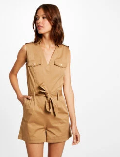 Combinaison Droite Ceinturée Caramel Femme