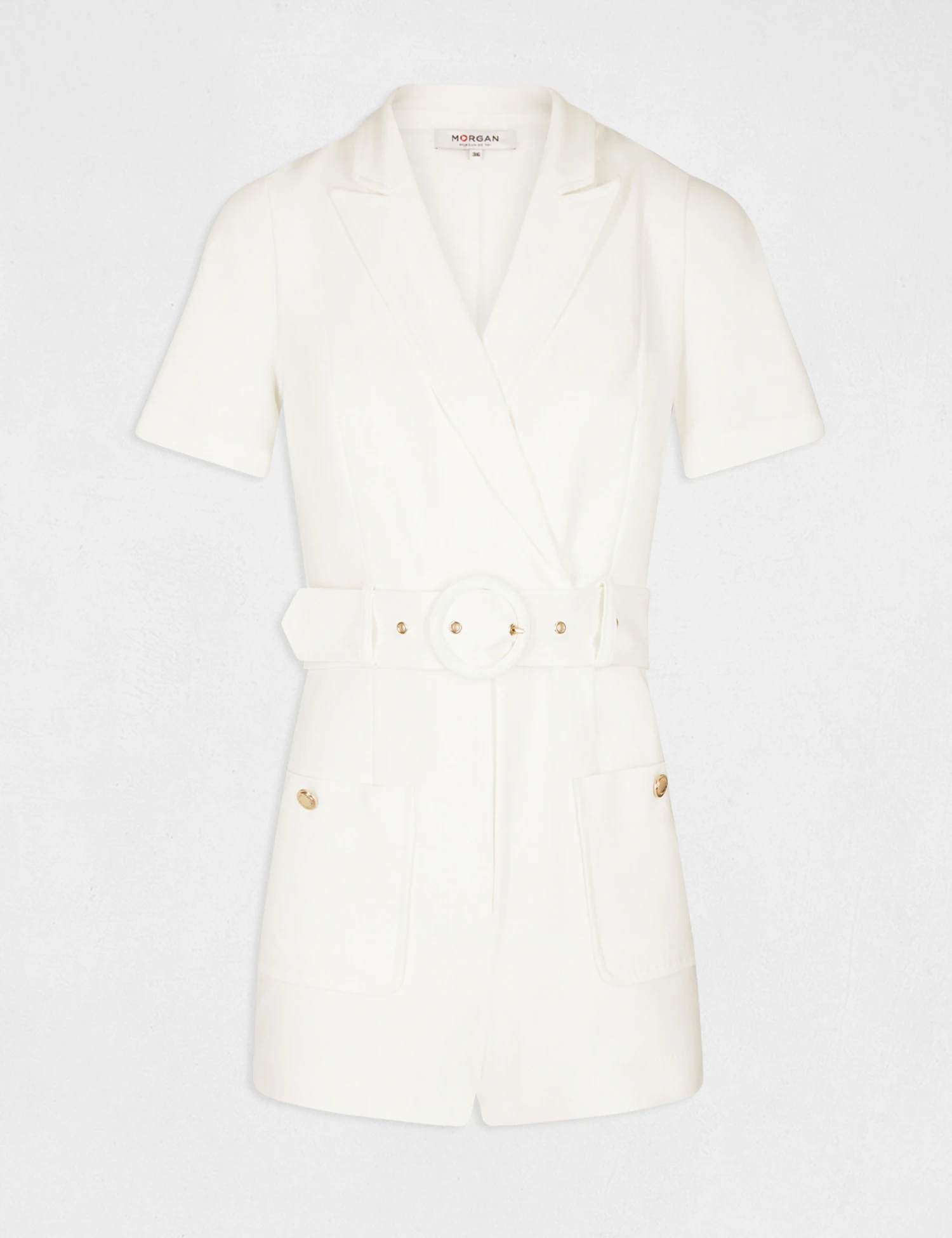 Combinaison Droite Ceinturée Ecru Femme – Image 4