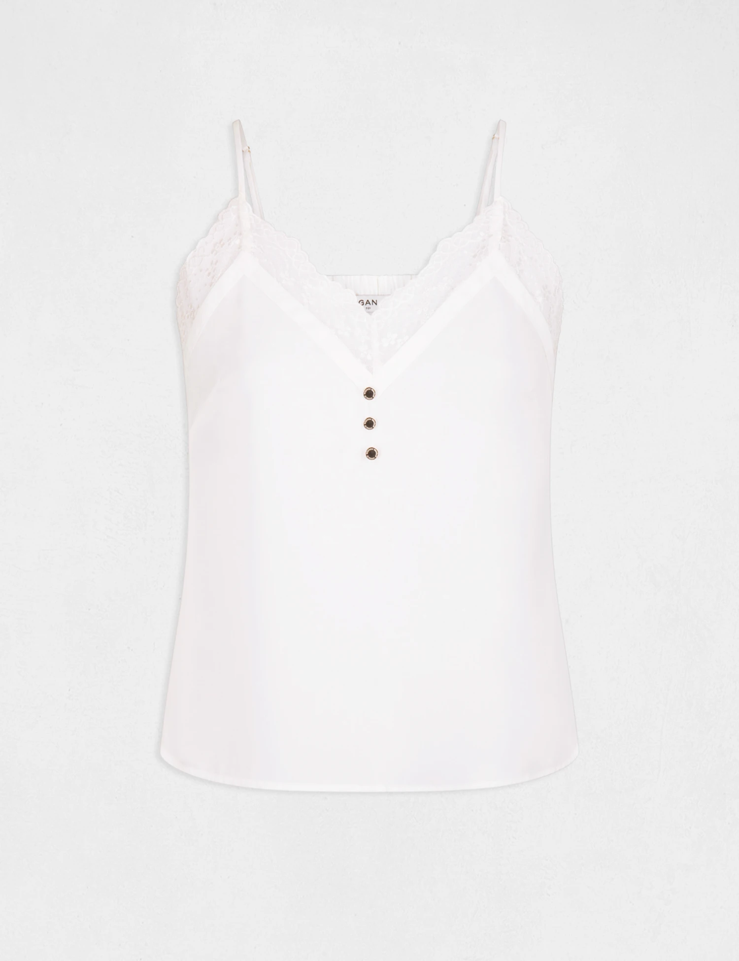 Débardeur Bretelles Fines Avec Boutons Ecru Femme – Image 4
