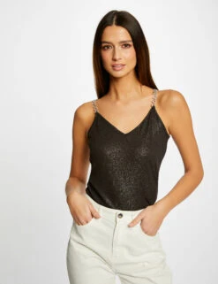 Débardeur Bretelles Fines Avec Chaînes Noir Femme