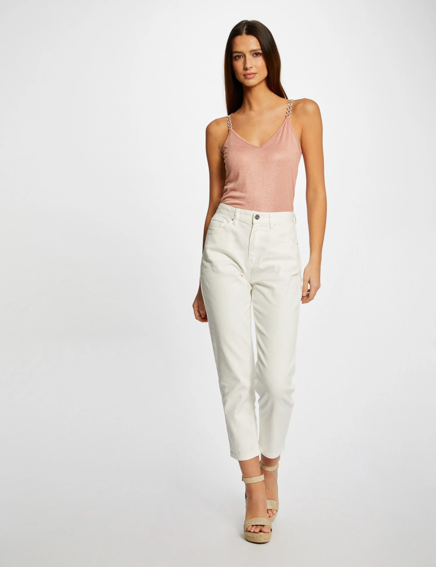 Débardeur Bretelles Fines Avec Chaînes Rose Moyen Femme – Image 3