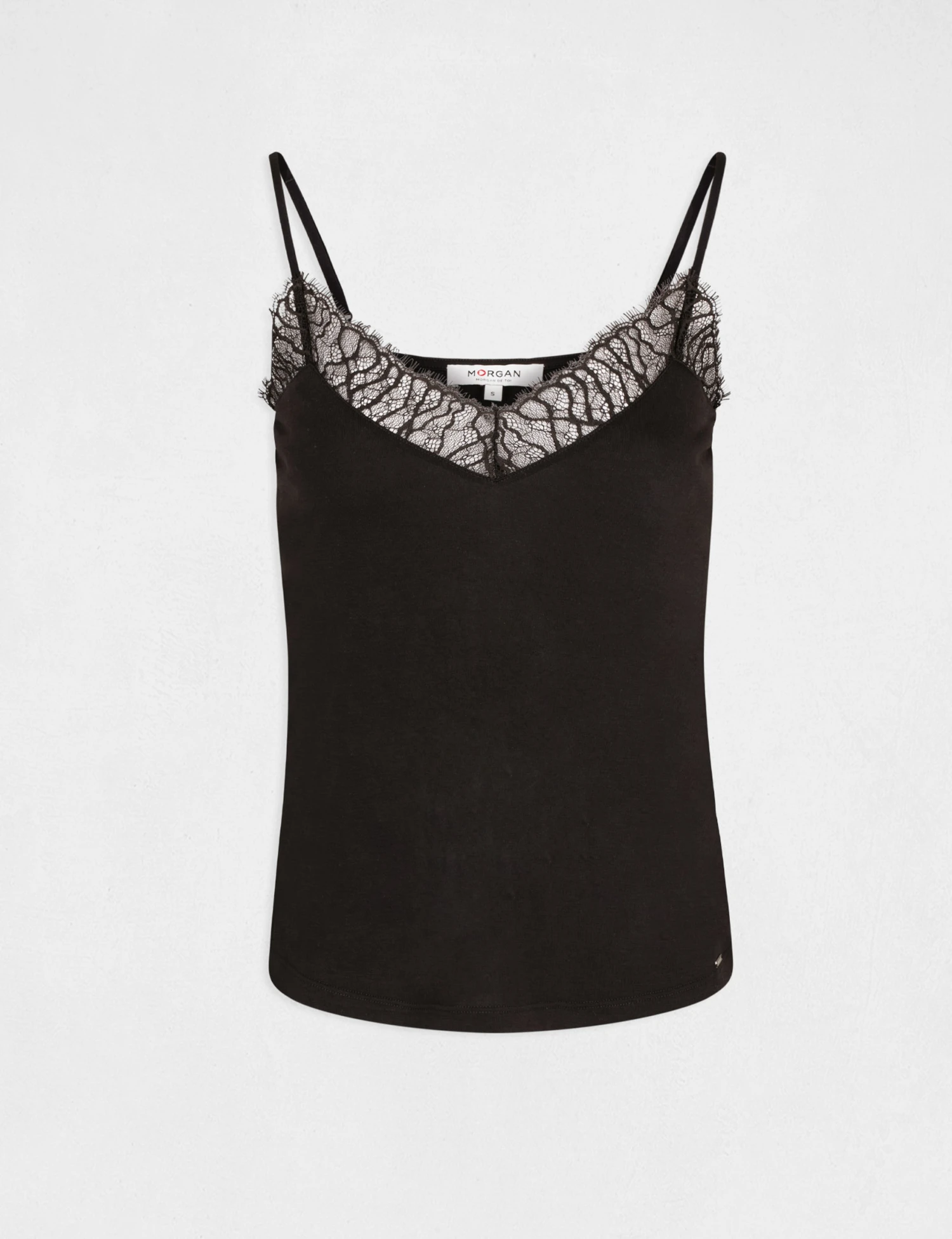 Débardeur Bretelles Fines Avec Dentelle Noir Femme – Image 4