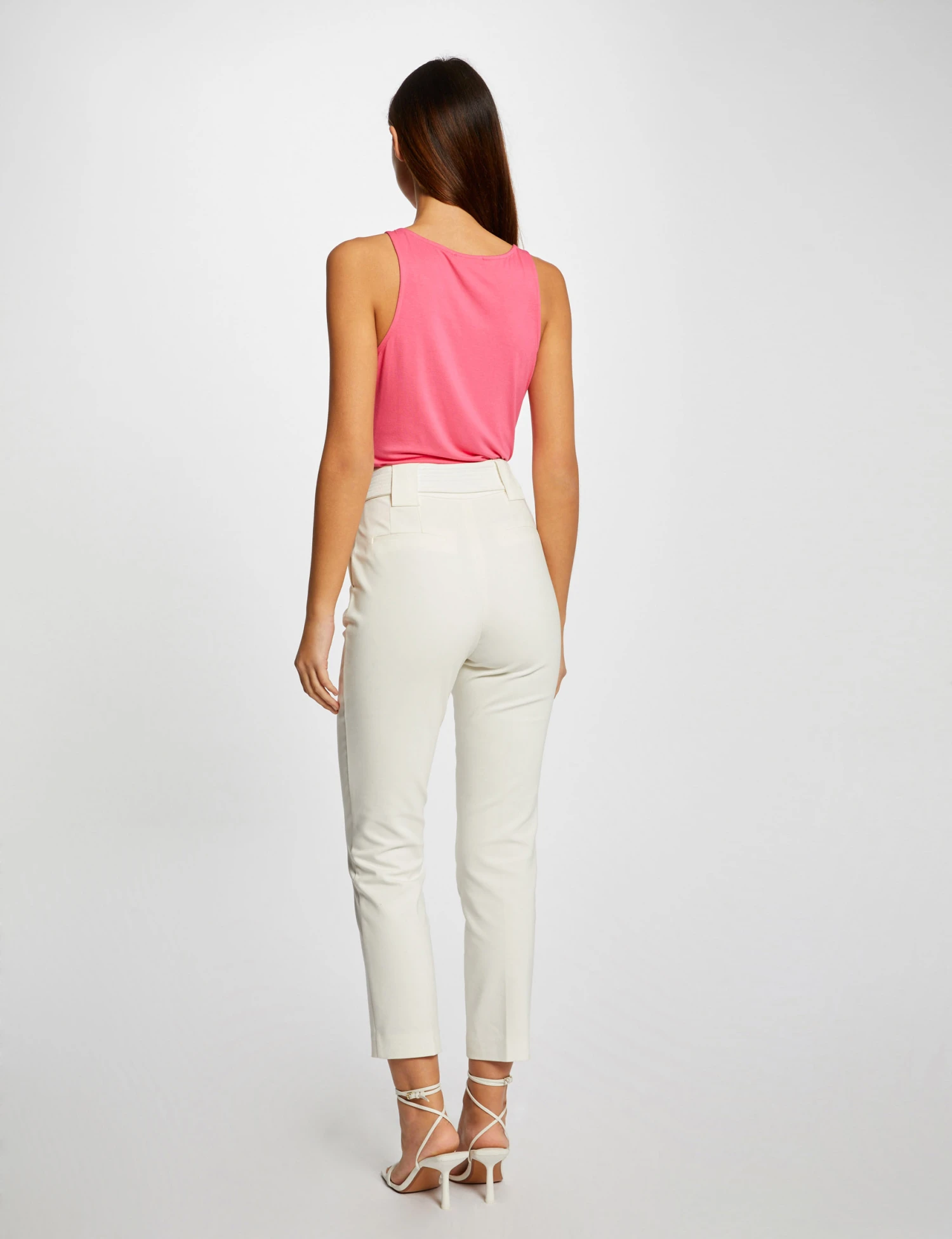 Débardeur Bretelles Fines Avec Dentelle Rose Femme – Image 2