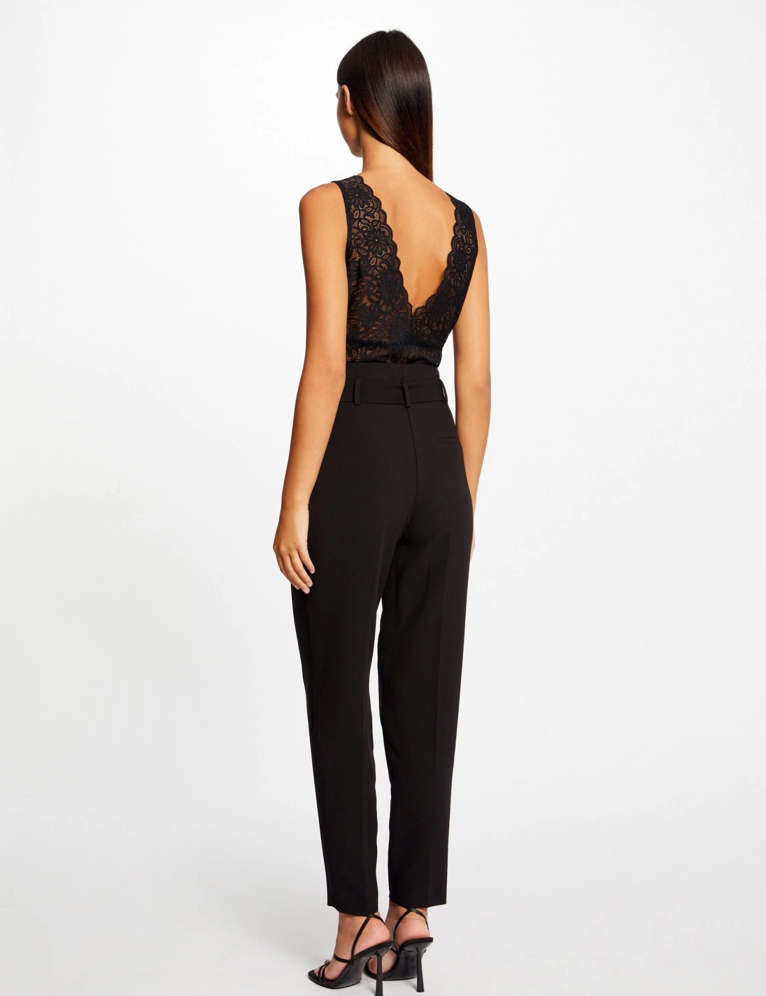 Débardeur Bretelles Larges à Dentelle Noir Femme – Image 3