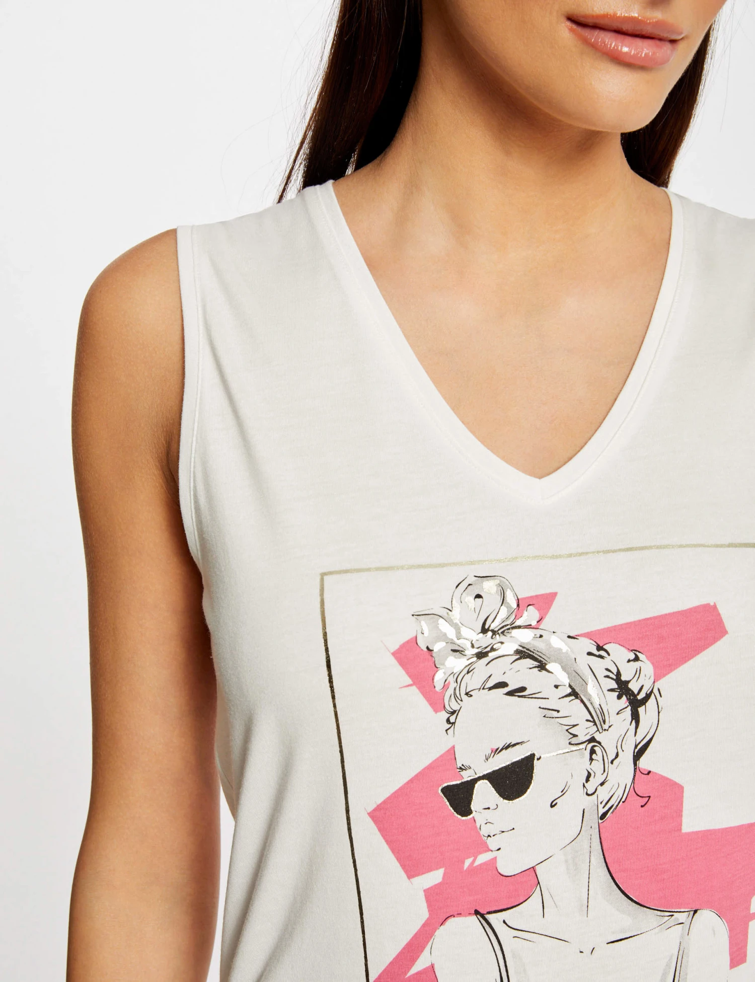 Débardeur Bretelles Larges à Inscription Ecru Femme – Image 5