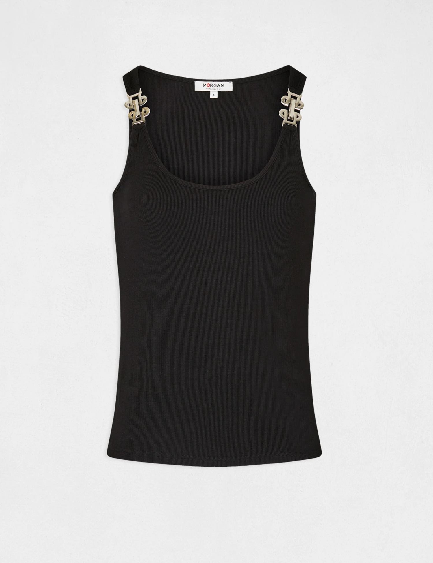 Débardeur Bretelles Larges à Ornements Noir Femme – Image 4