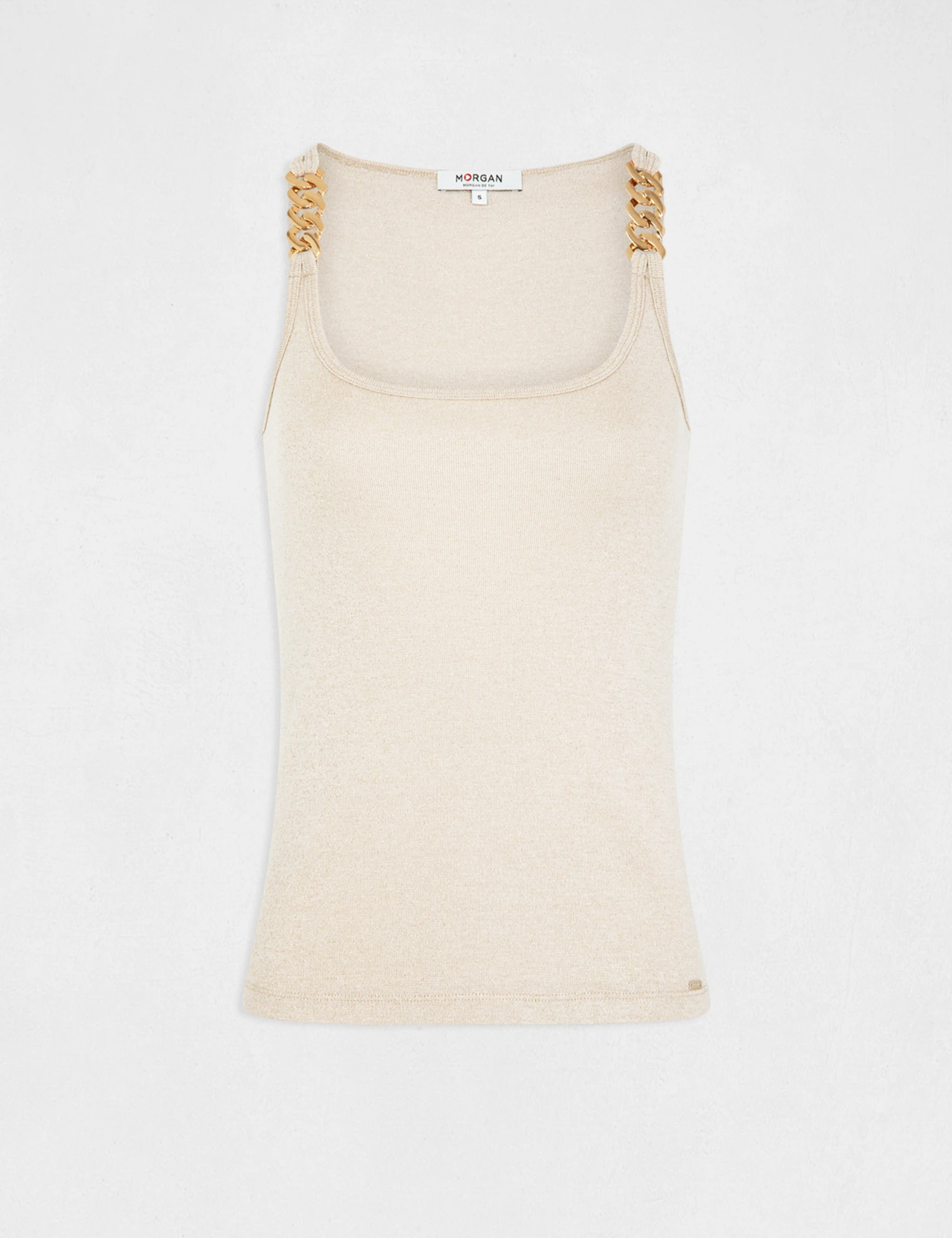 Débardeur Bretelles Larges Avec Chaînes Ivoire Femme – Image 4