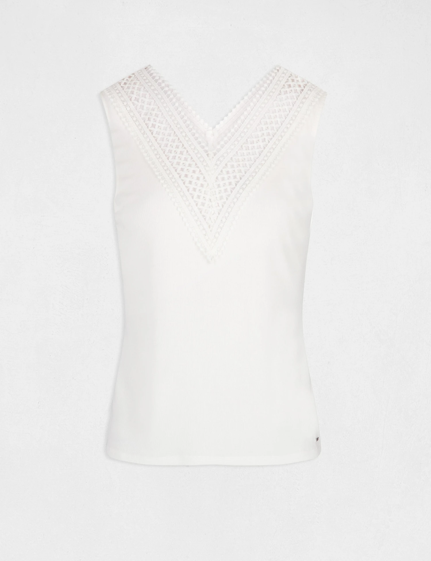 Débardeur Bretelles Larges Côtelé Ecru Femme – Image 4