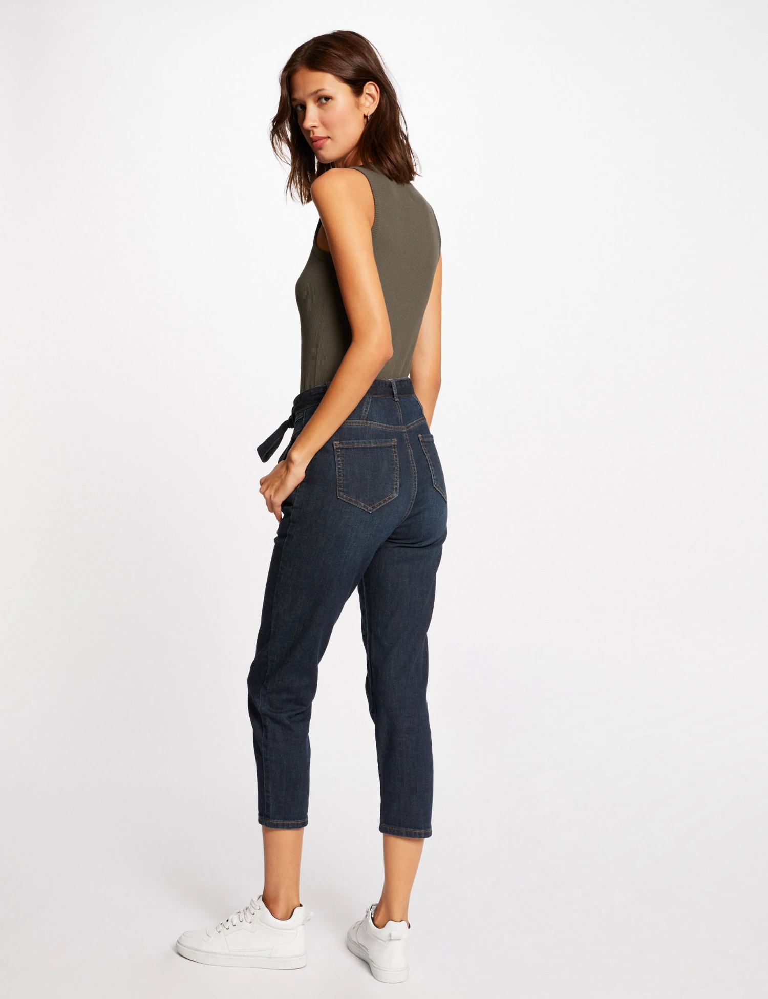 Débardeur Bretelles Larges Effet Côtelé Vert Kaki Femme – Image 2