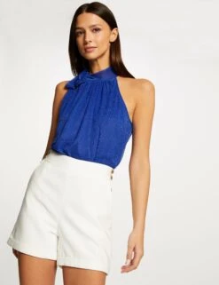 Débardeur Encolure Américaine Avec Noeud Bleu Femme