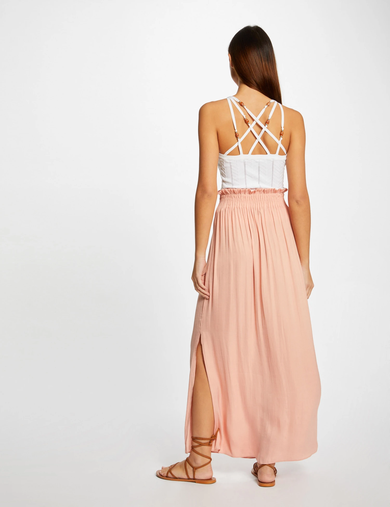 Débardeur Pull Avec Bretelles Croisées Ecru Femme – Image 2