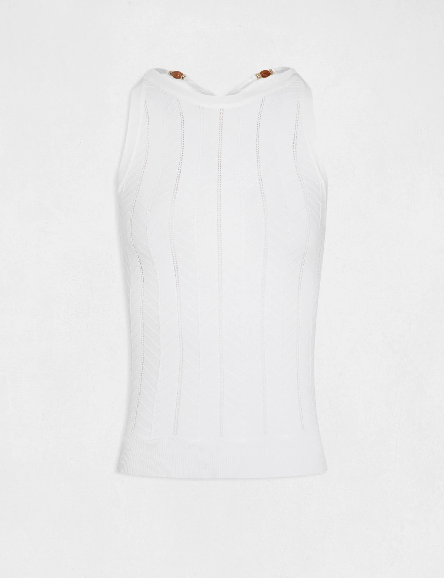 Débardeur Pull Avec Bretelles Croisées Ecru Femme – Image 5