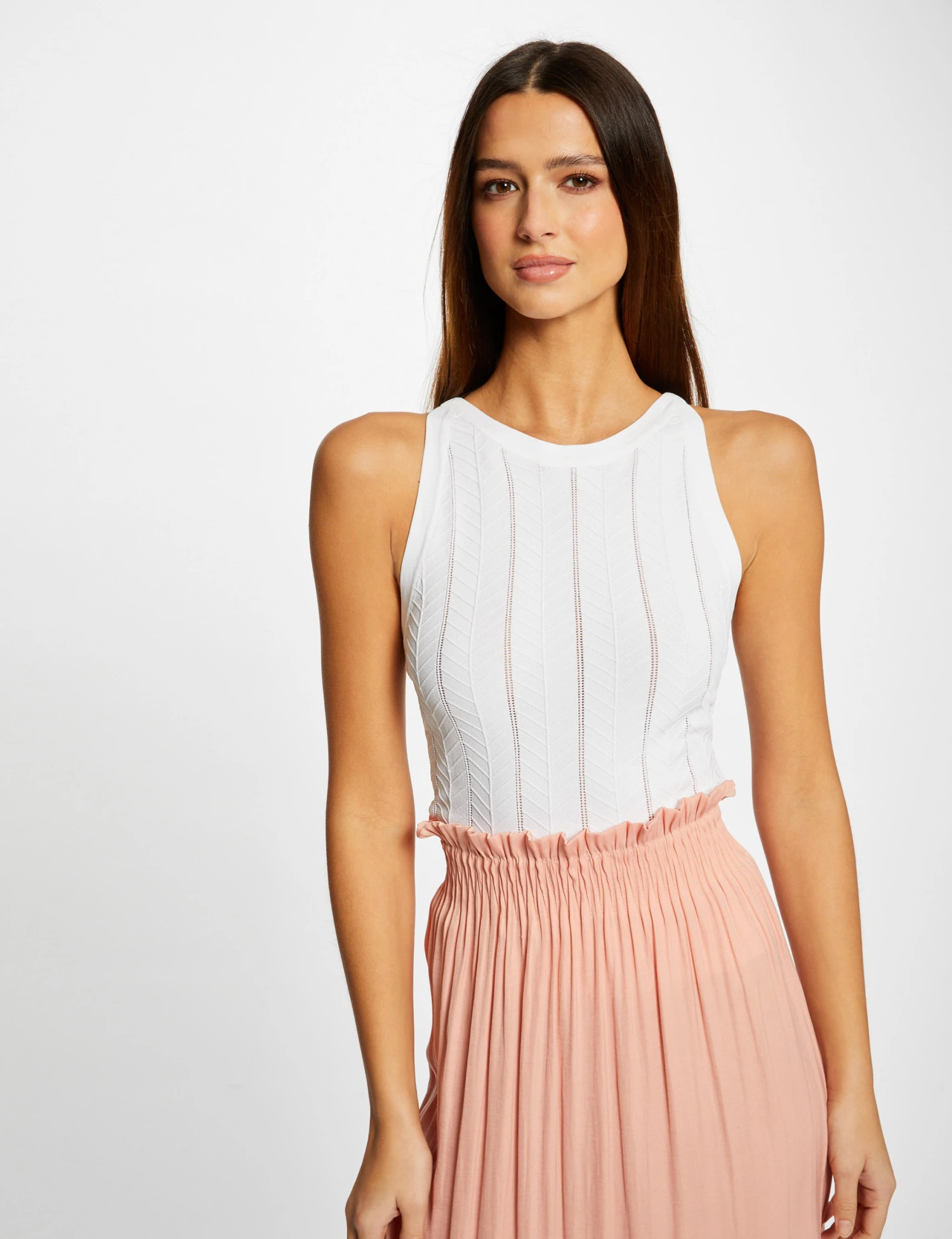 Débardeur Pull Avec Bretelles Croisées Ecru Femme – Image 3