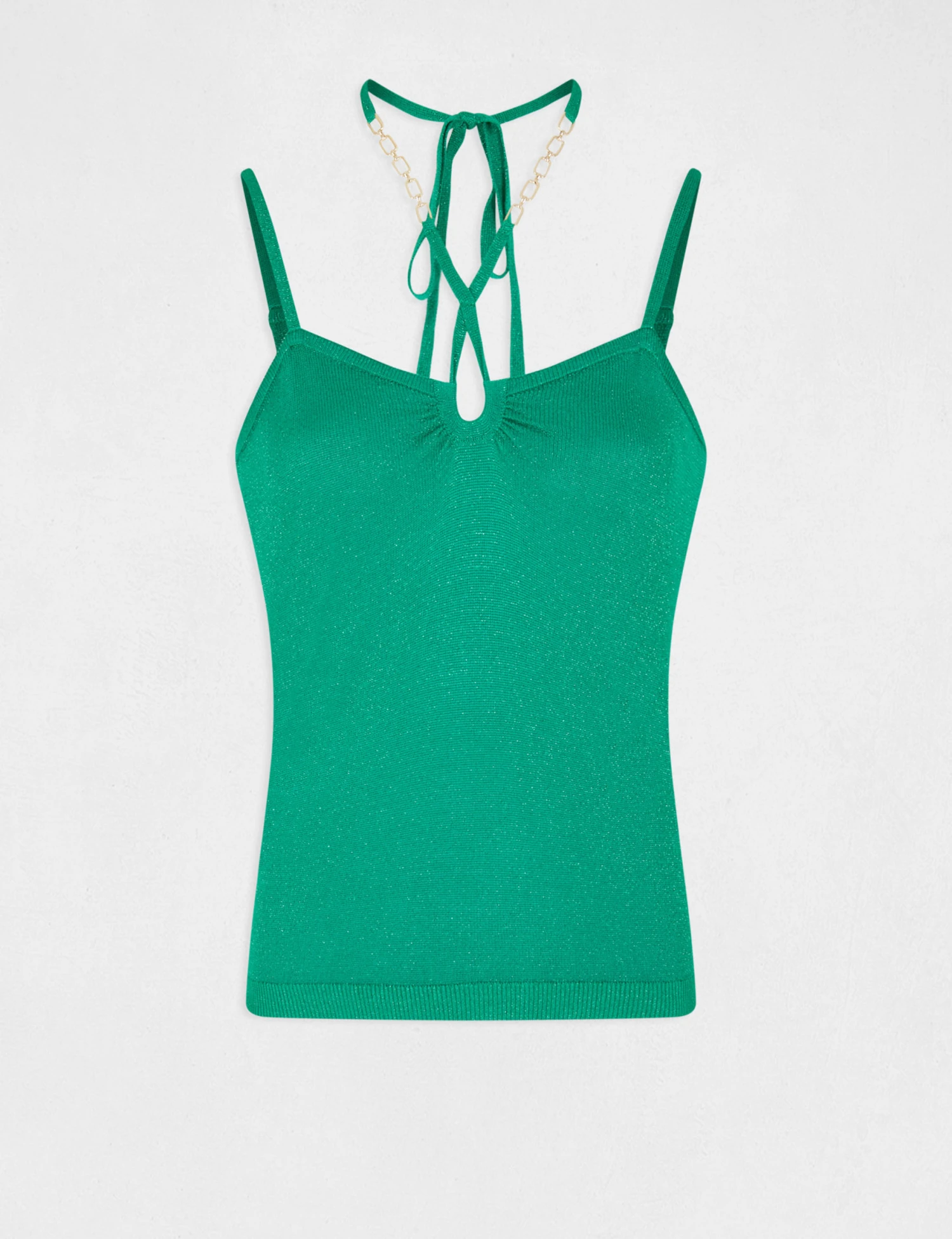 Débardeur Pull Avec Bretelles Croisées Vert Femme – Image 4