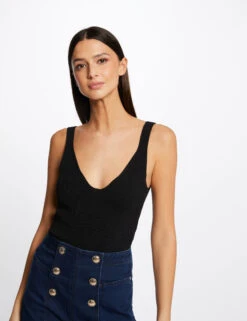 Débardeur Pull Avec Col En V Noir Femme