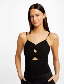 Débardeur Pull Avec Détails Bijoux Noir Femme