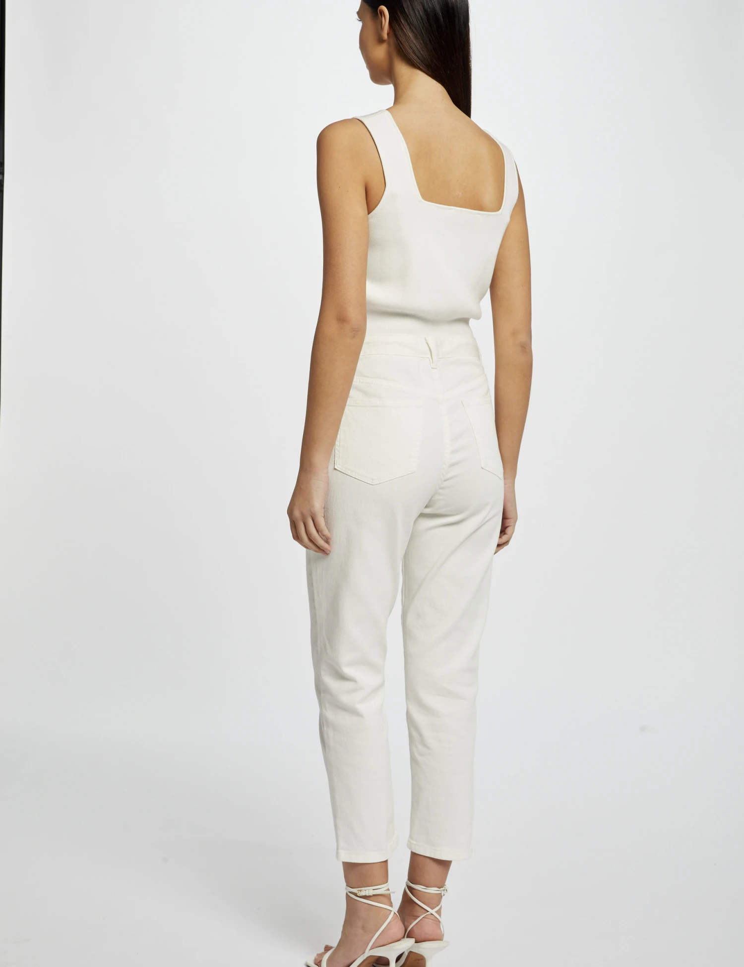 Débardeur Pull Bretelles Larges Ecru Femme – Image 2