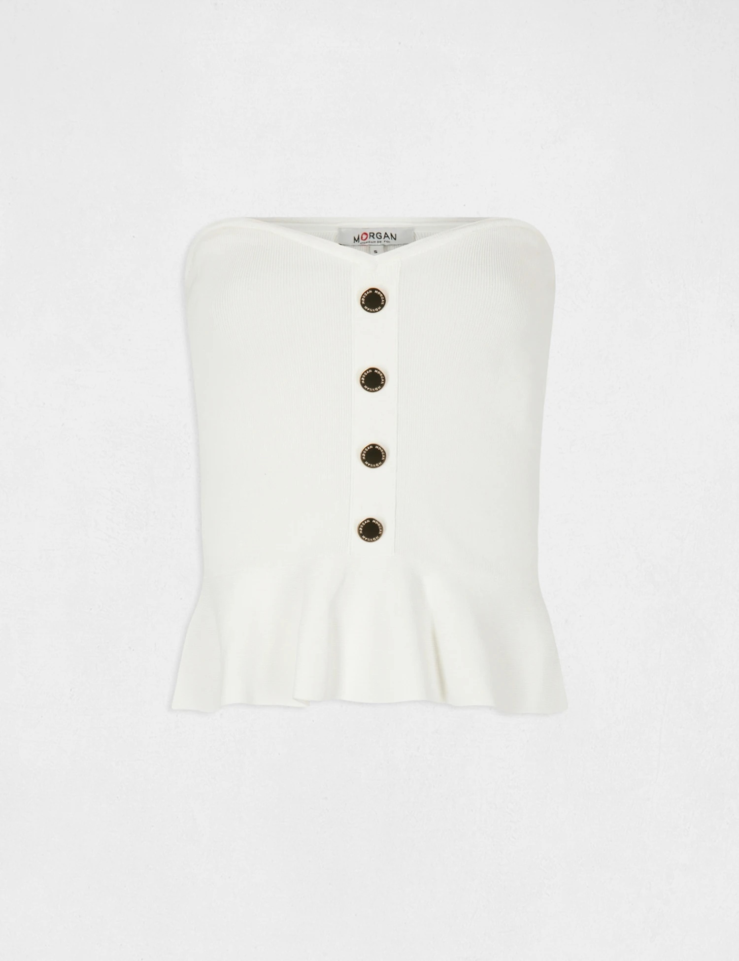 Débardeur Pull Bustier Avec Boutons Ecru Femme – Image 4