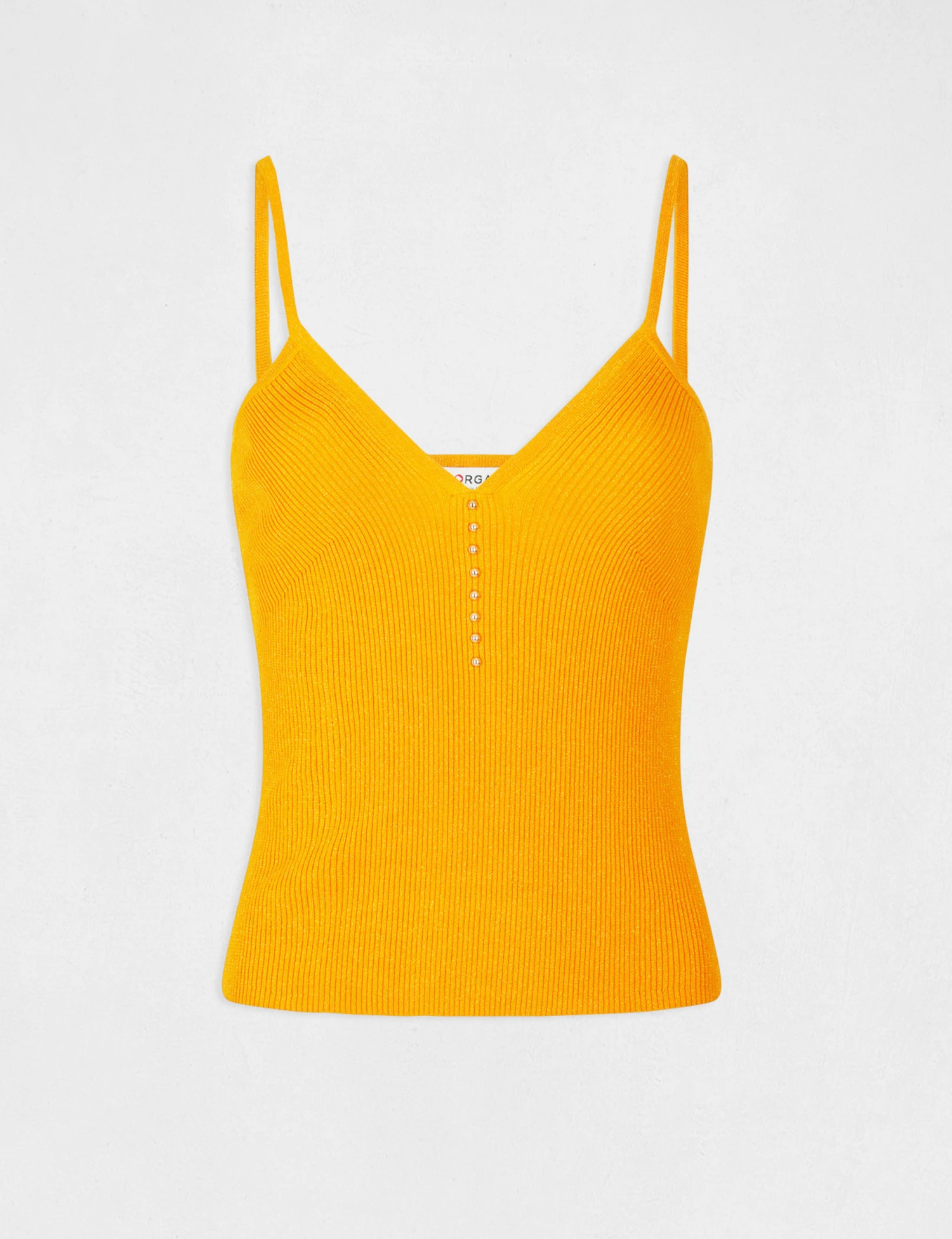 Débardeur Pull Col En V Avec Perles Orange Femme – Image 4