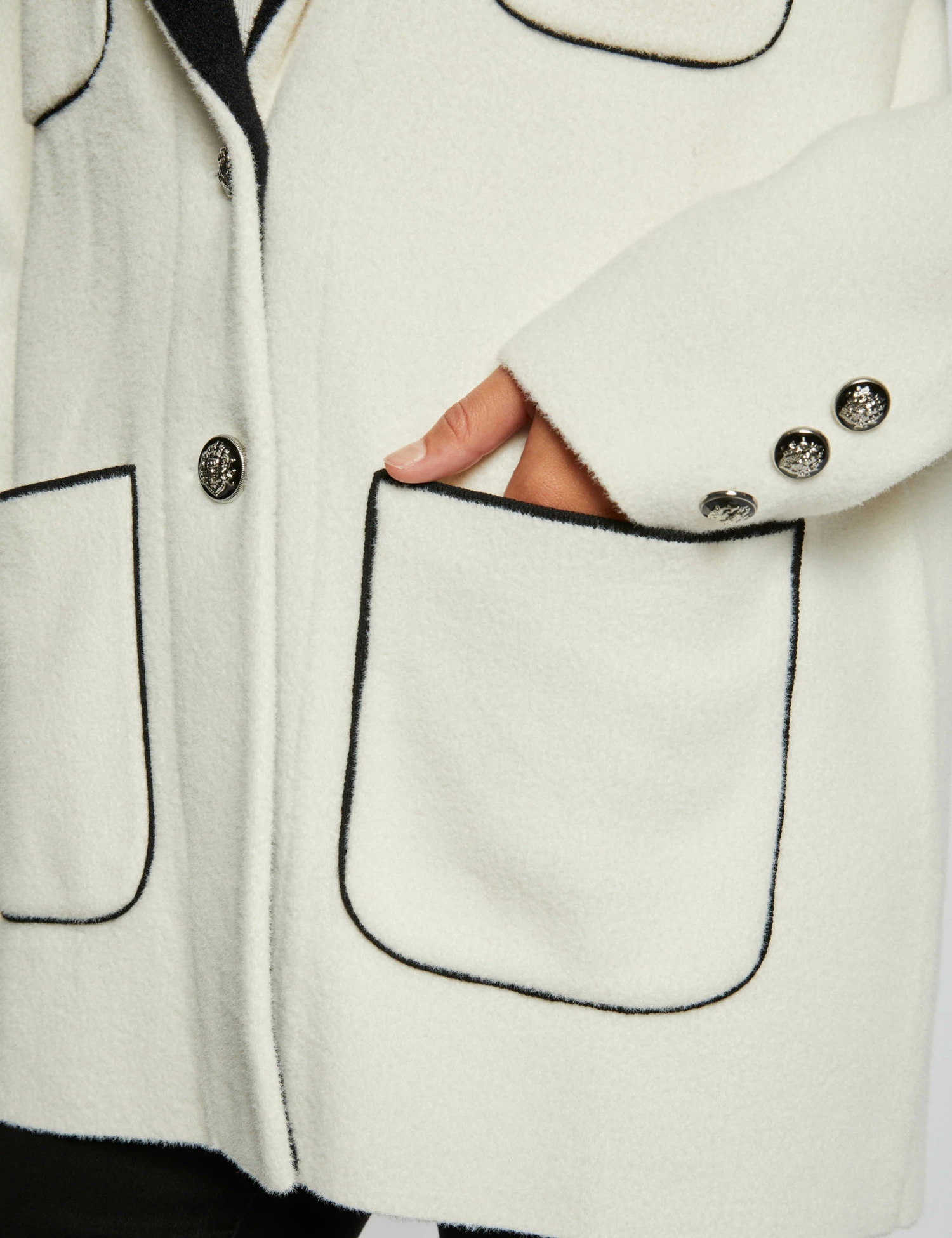 Gilet Droit Avec Poches Ecru Femme – Image 5