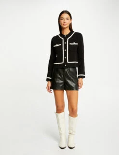 Gilet Manches Longues Boutonné Noir Femme