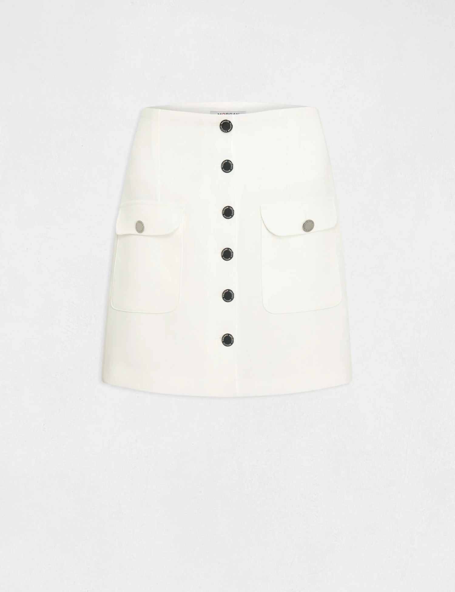 Jupe City Droite Boutonnée Ecru Femme – Image 4