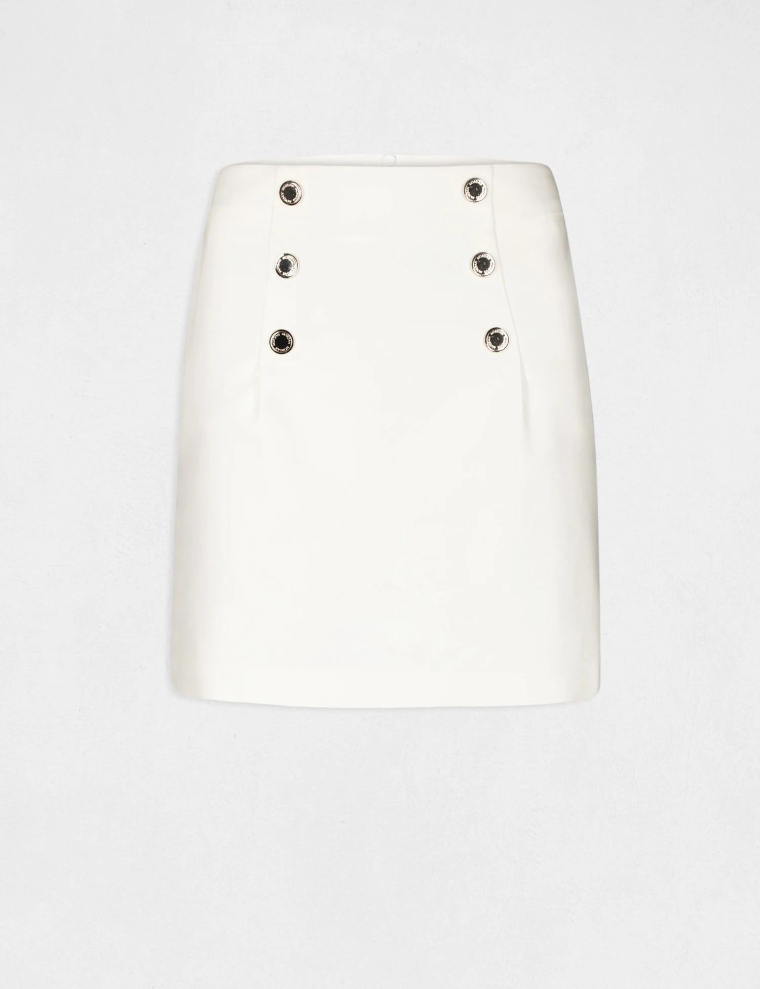 Jupe Droite Taille Haute Avec Boutons Ecru Femme – Image 4