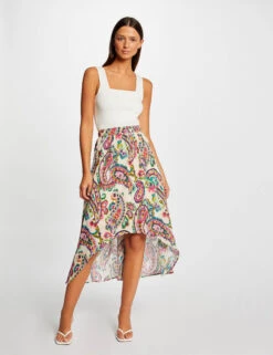 Jupe évasée Asymétrique Imprimée Multico Femme
