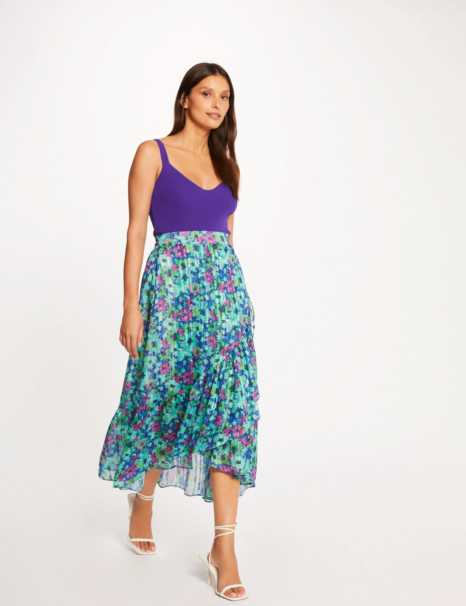 Jupe Longue évasée Imprimé Floral Multico Femme