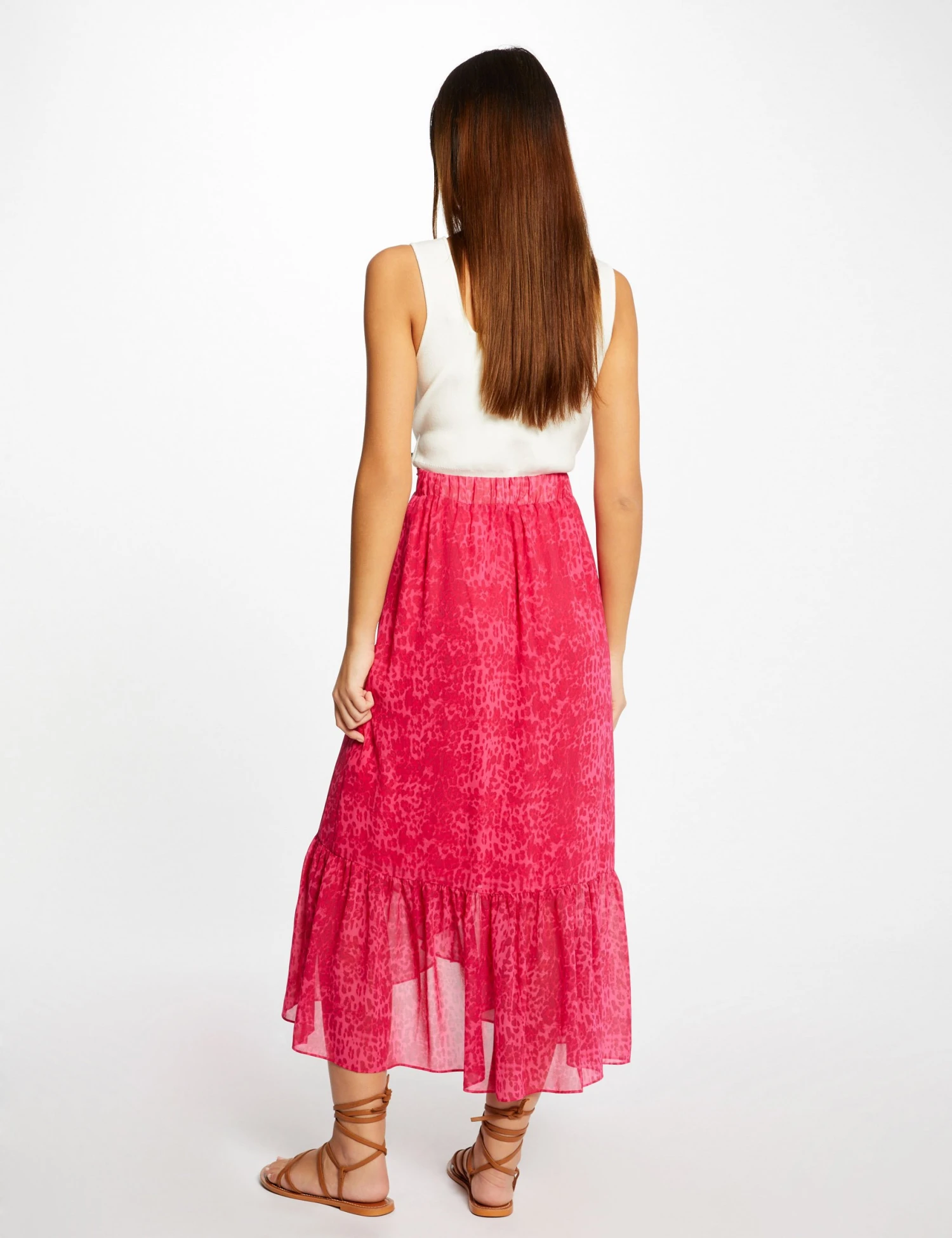 Jupe Longue Portefeuille Imprimé Léopard Rose Femme – Image 2