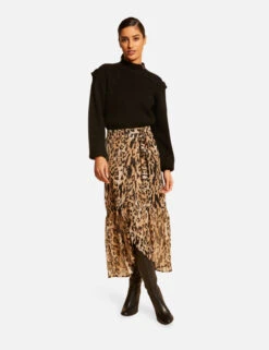 Jupe Longue Portefeuille Imprimée Multico Femme