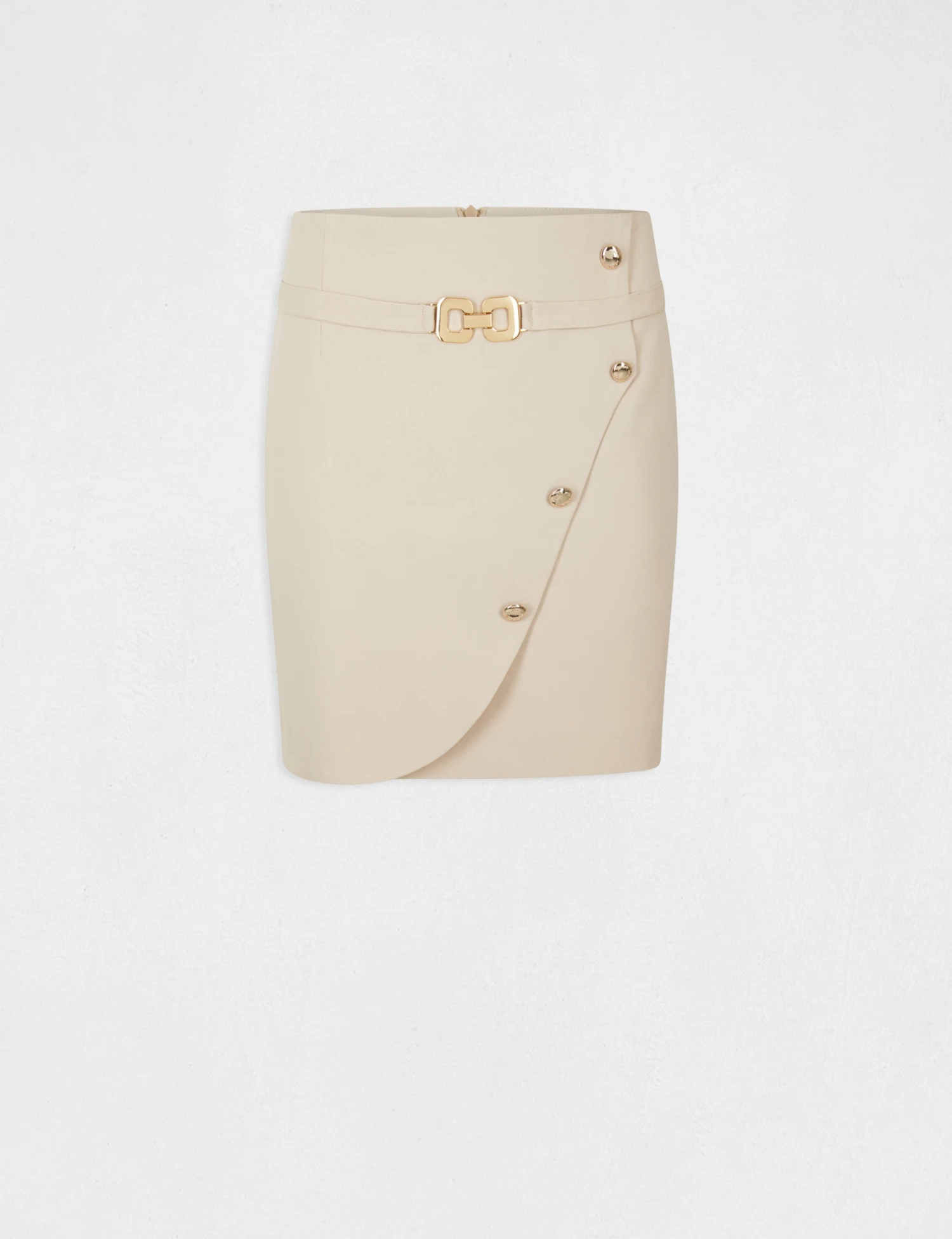 Jupe Portefeuille Avec Boutons Beige Femme – Image 4
