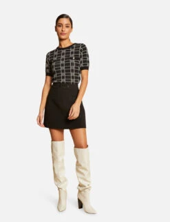 Jupe Trapèze Taille Haute Noir Femme