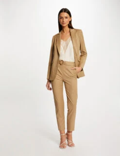 Pantalon Cigarette 7/8ème à Rayures Beige Femme