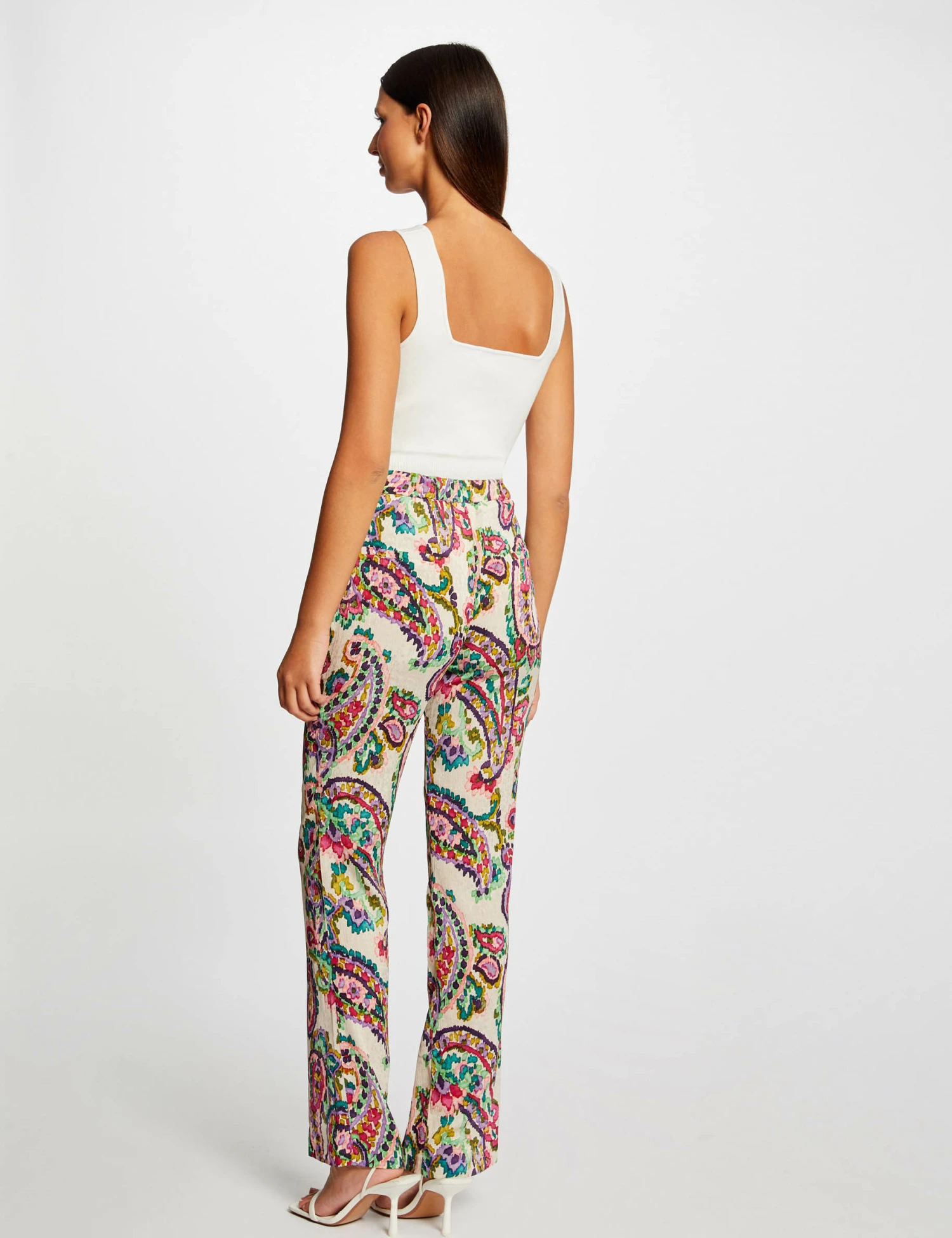 Pantalon Droit Fluide Imprimé Cachemire Multico Femme – Image 2