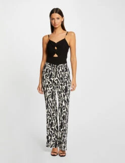 Pantalon Droit Imprimé Animalier Multico Femme