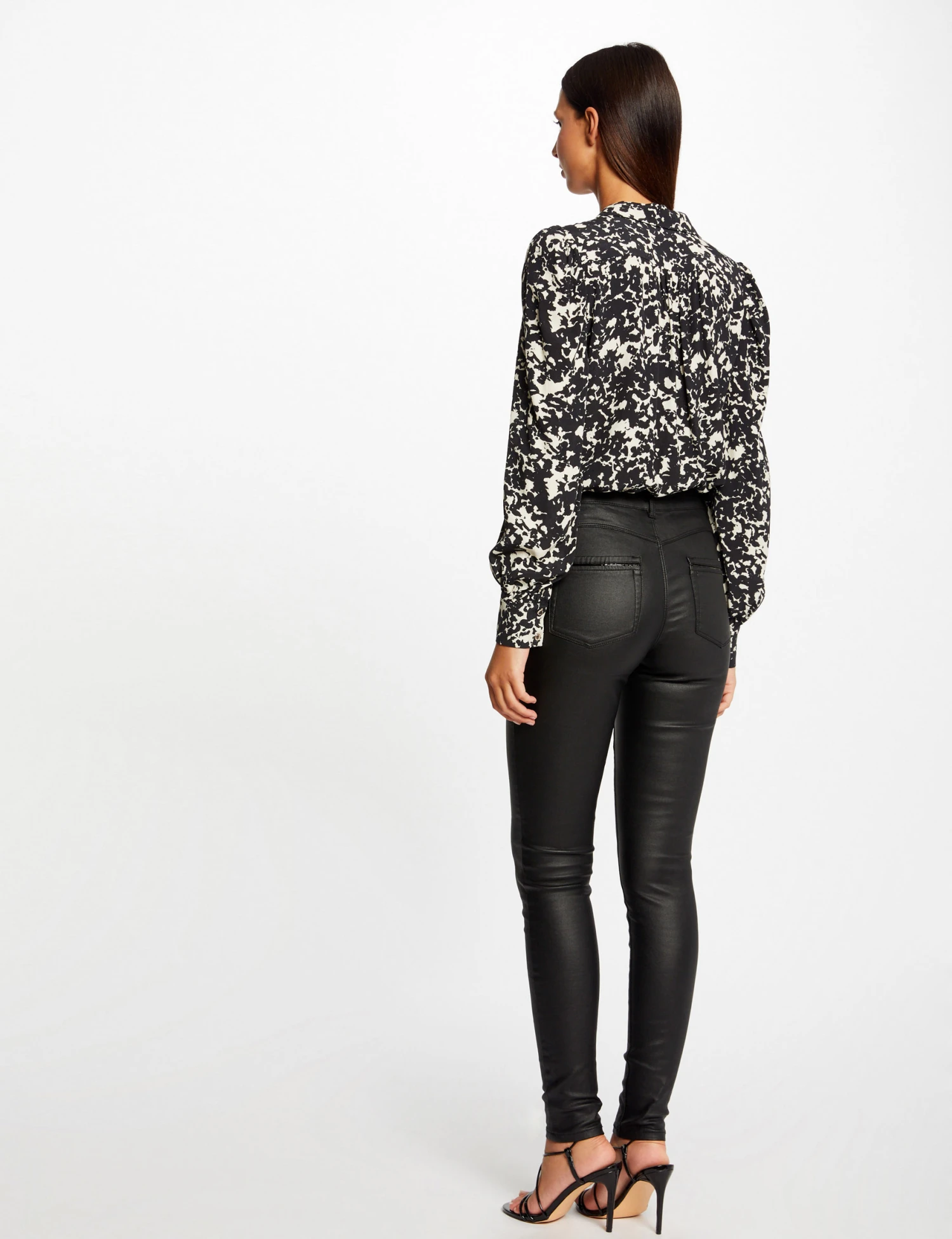 Pantalon Skinny Enduit à Détails Vinyle Noir Femme – Image 2