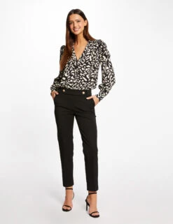 Pantalon Tailleur Ajusté 7/8ème Noir Femme
