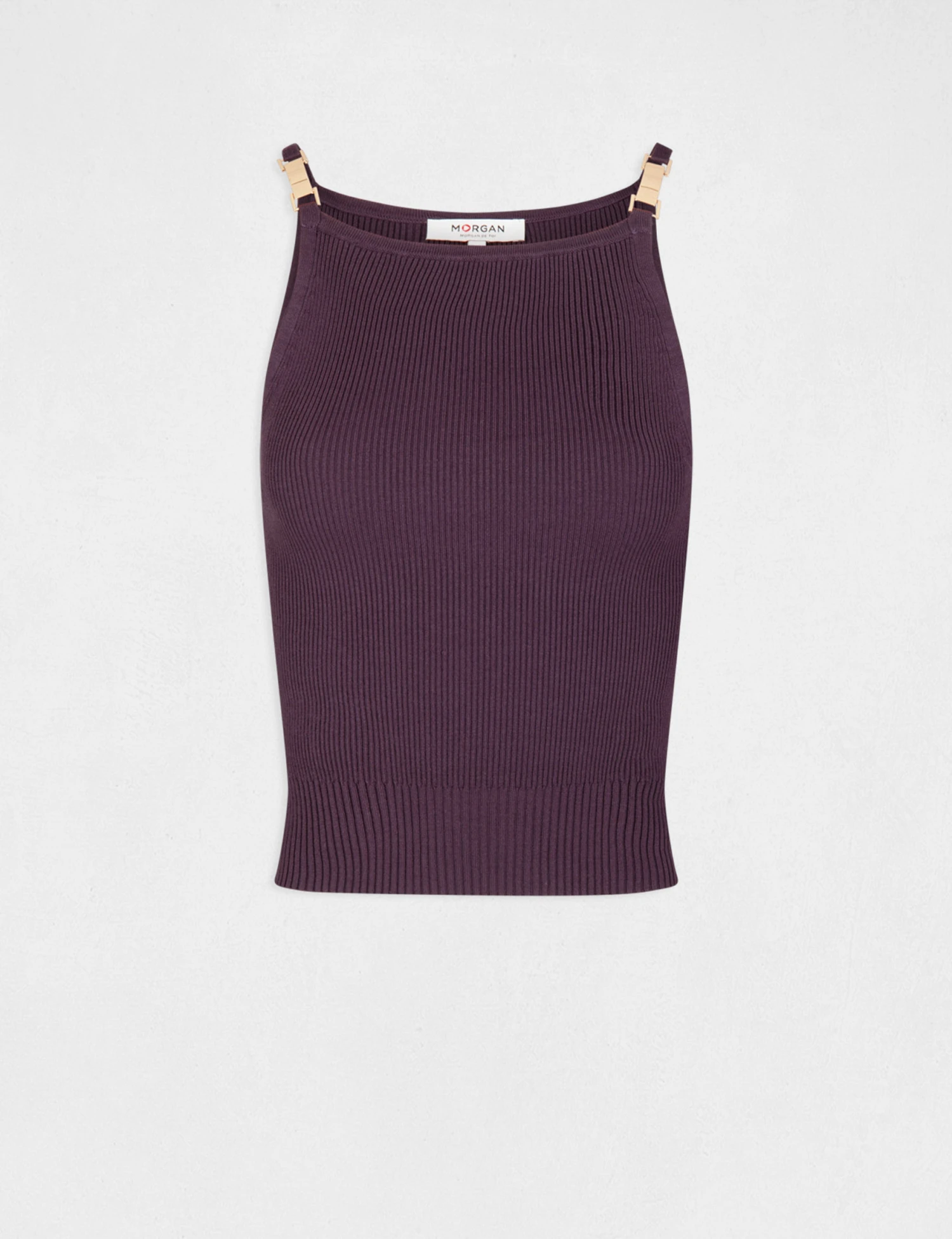 Pull Débardeur Bretelles Fines Prune Femme – Image 4