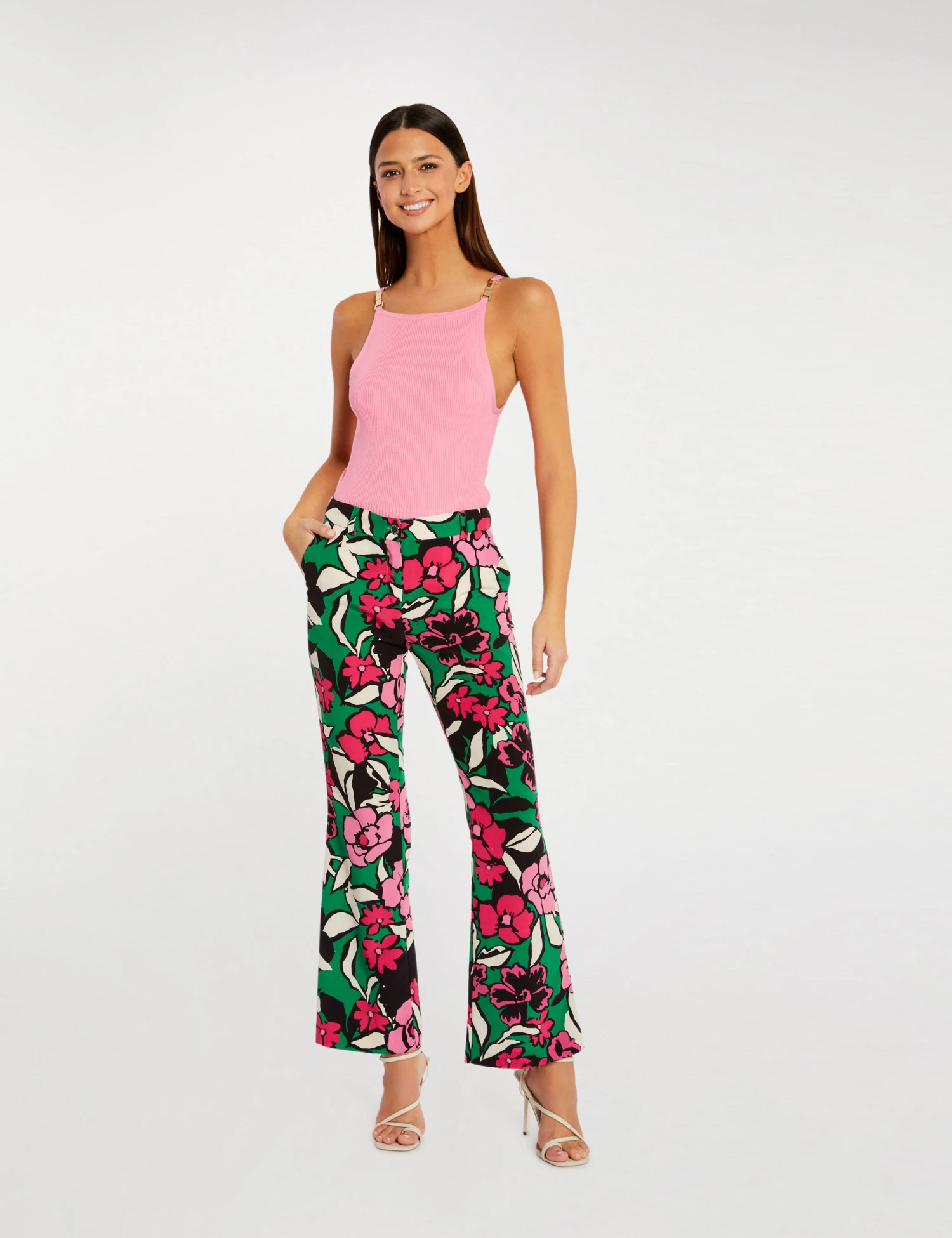 Pull Débardeur Bretelles Fines Rose Clair Femme – Image 3