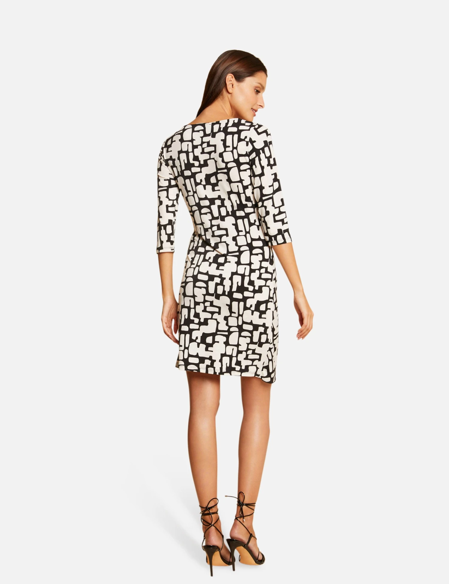 Robe Ajustée Drapée Imprimée Ecru Femme – Image 2