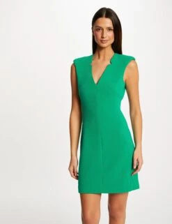 Robe Ajustée Sans Manches Col En V Vert Moyen Femme