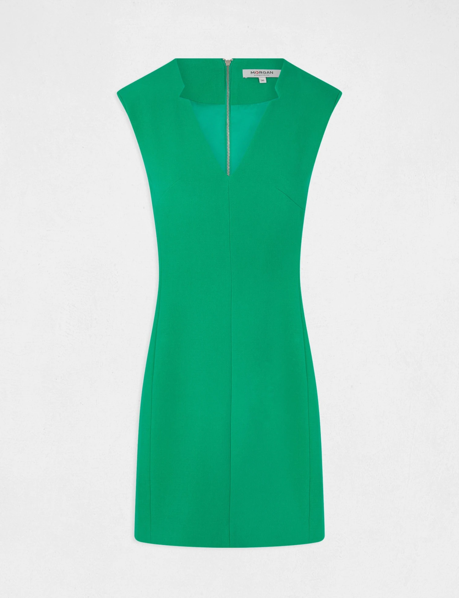 Robe Ajustée Sans Manches Col En V Vert Moyen Femme – Image 5