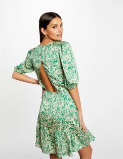 Robe Cintrée Dos Ouvert Satin Imprimée Multico Femme