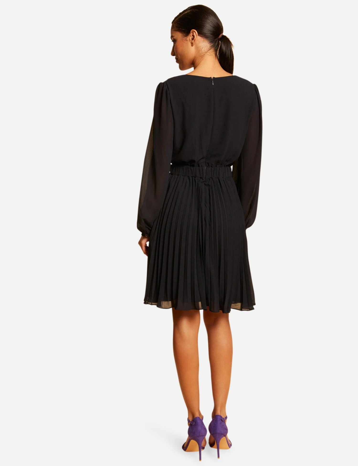 Robe Droite Fluide Avec Bas Plissé Marine Femme – Image 2